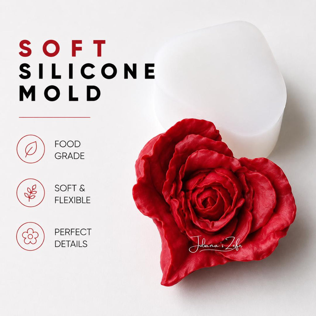 Red Rose Heart Silicone Mold | food grade marshmallow zefir decorating tool