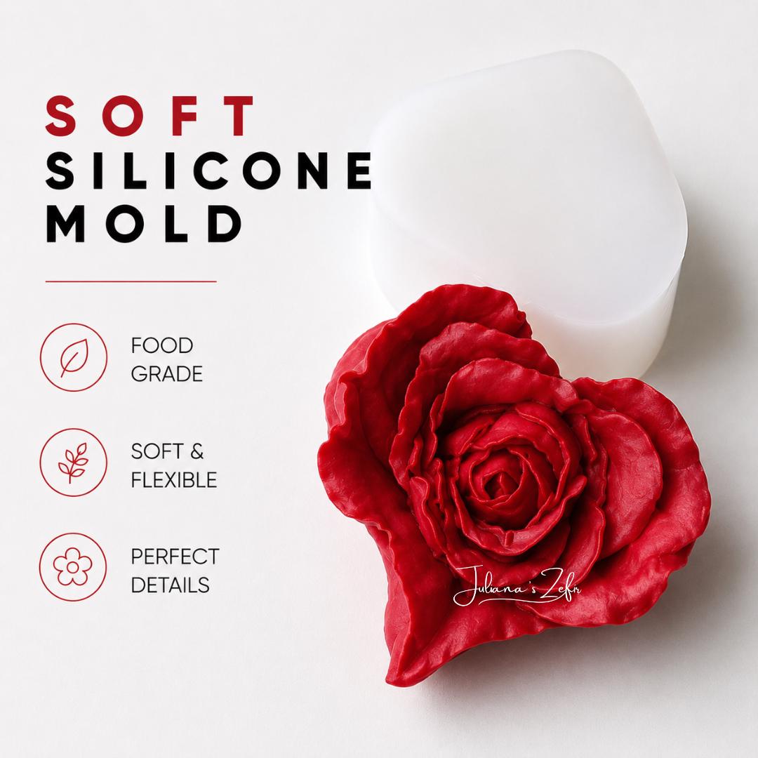 Red Rose Heart Silicone Mold | food grade marshmallow zefir decorating tool