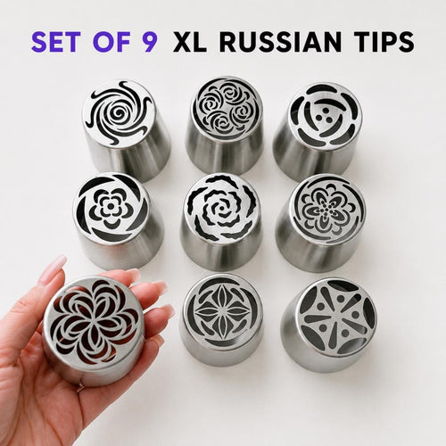 9 XL Russian Piping Tips, Stainless Steel Zefir Flower Nozzles