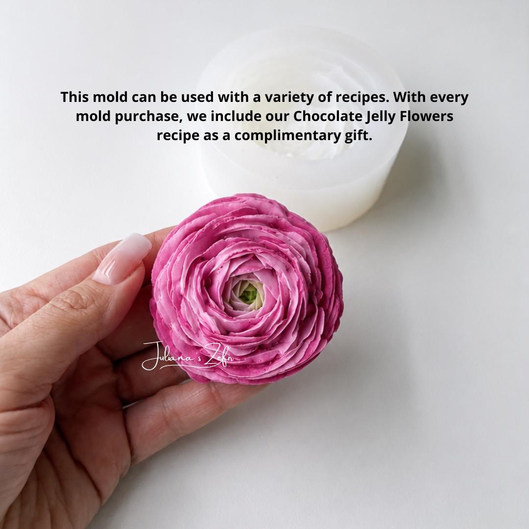 Ranunculus Rosa Chiaro Silicone Mold | food grade marshmallow zefir decorating tool