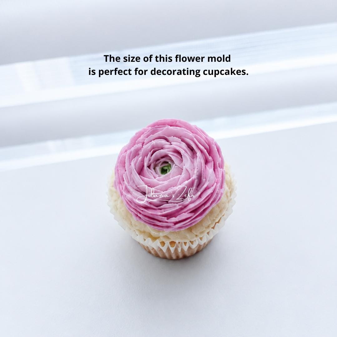 Ranunculus Rosa Chiaro Silicone Mold | food grade marshmallow zefir decorating tool