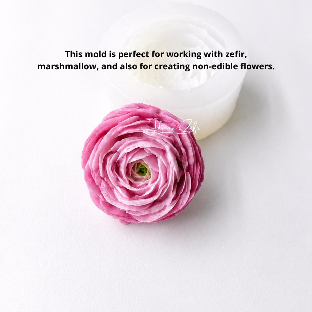 Ranunculus Rosa Chiaro Silicone Mold | food grade marshmallow zefir decorating tool