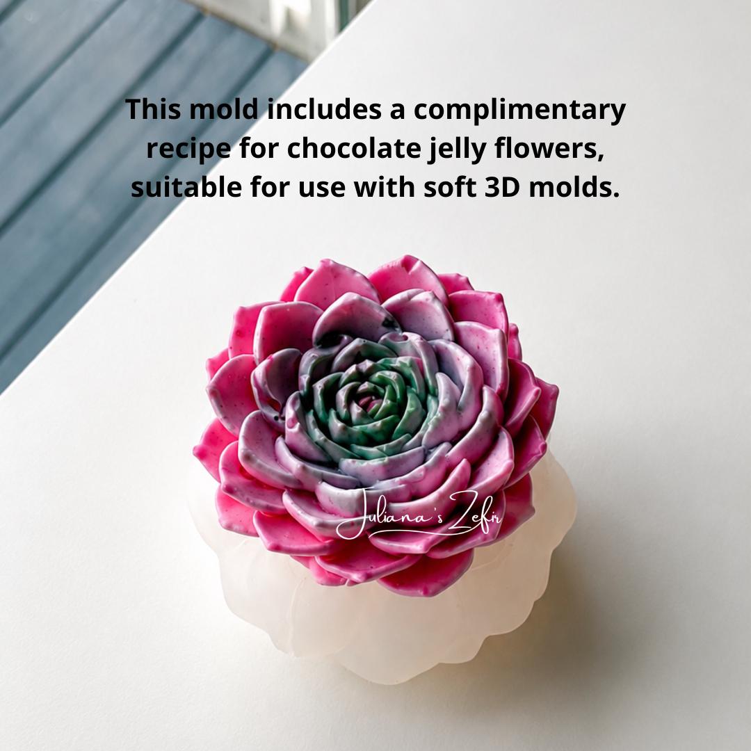 Sacculent Rose Silicone Mold | food grade marshmallow zefir decorating tool