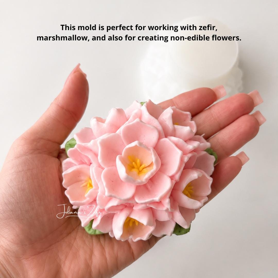 Pink Jasmine Soft Silicone Mold | food grade marshmallow zefir decorating tool
