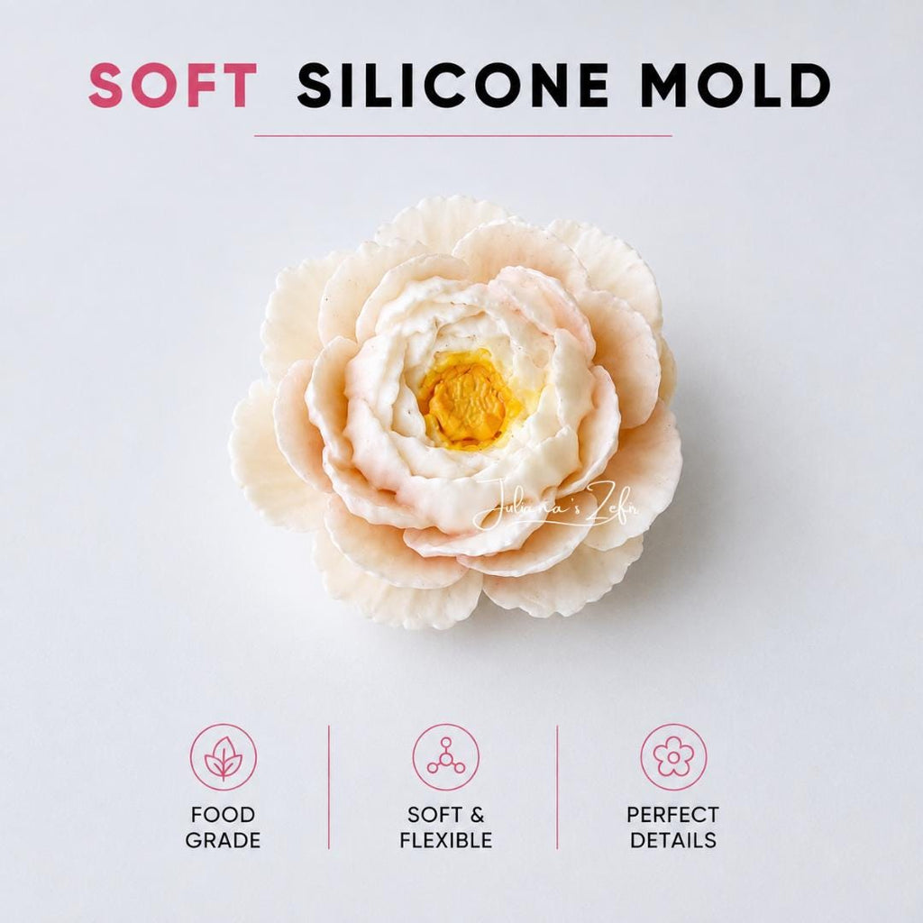 Peony Renkaku Silicone Mold | food grade marshmallow zefir decorating tool