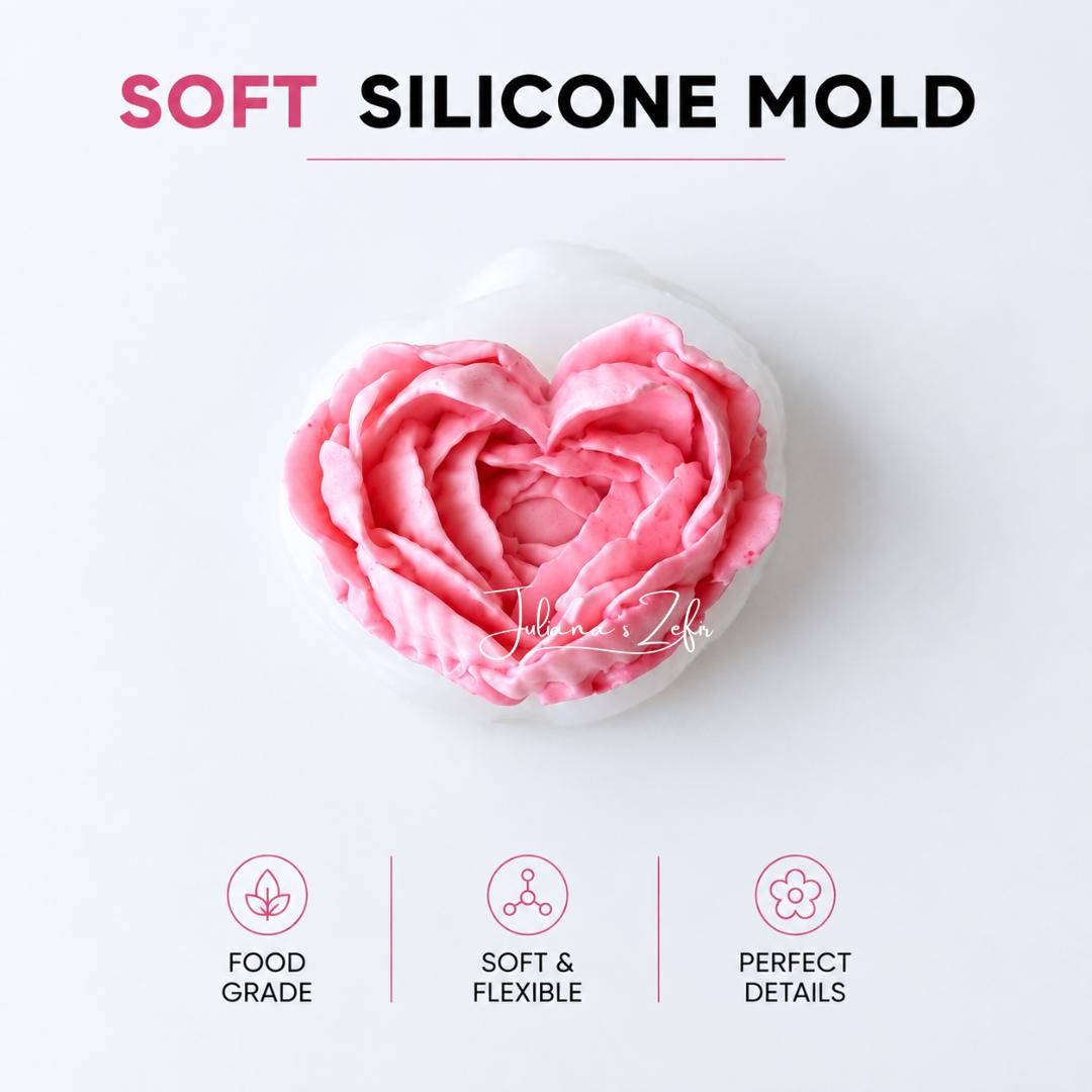 Heart in Bloom Silicone Mold | food grade marshmallow zefir decorating tool