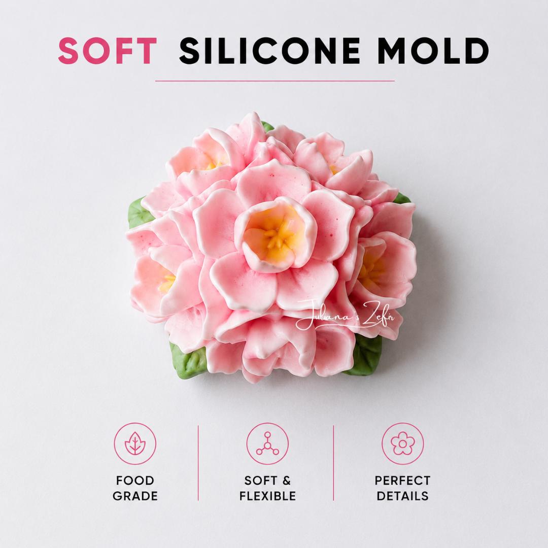 Pink Jasmine Soft Silicone Mold | food grade marshmallow zefir decorating tool