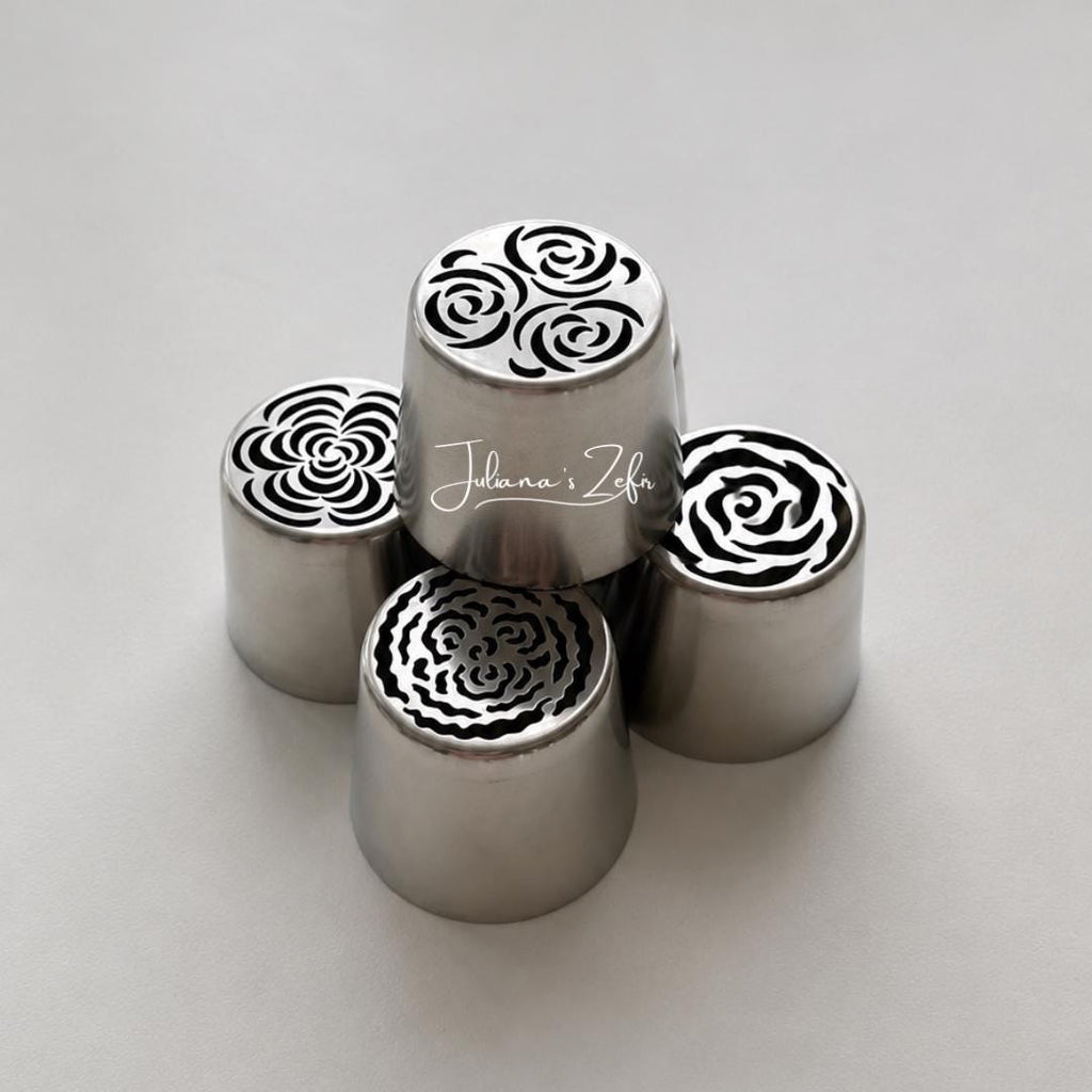 Set 5 XL Russian Tulip Pastry Tips, Stainless Steel Icing Nozzles for Zefir Flowers