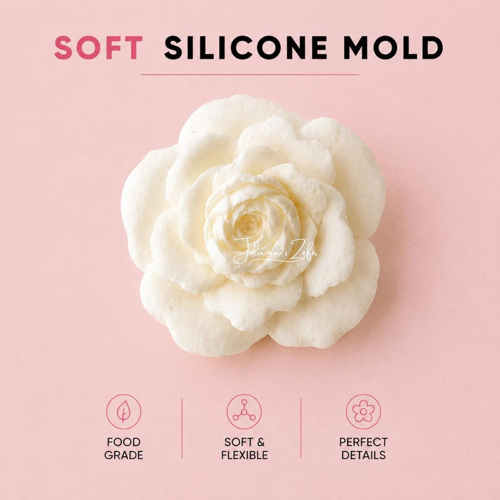 Rose Moondance soft Silicone Mold | food grade marshmallow zefir decorating tool