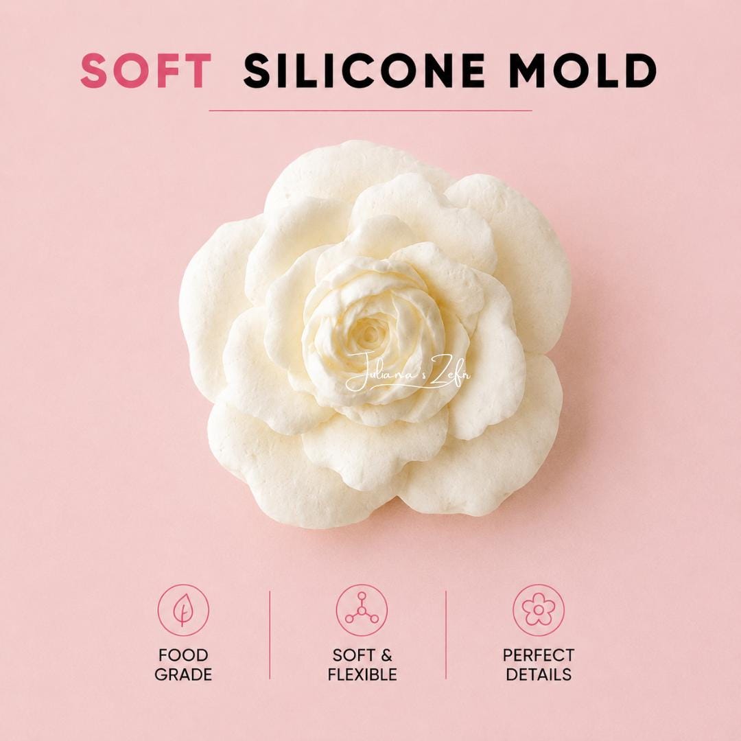 Rose Moondance soft Silicone Mold | food grade marshmallow zefir decorating tool