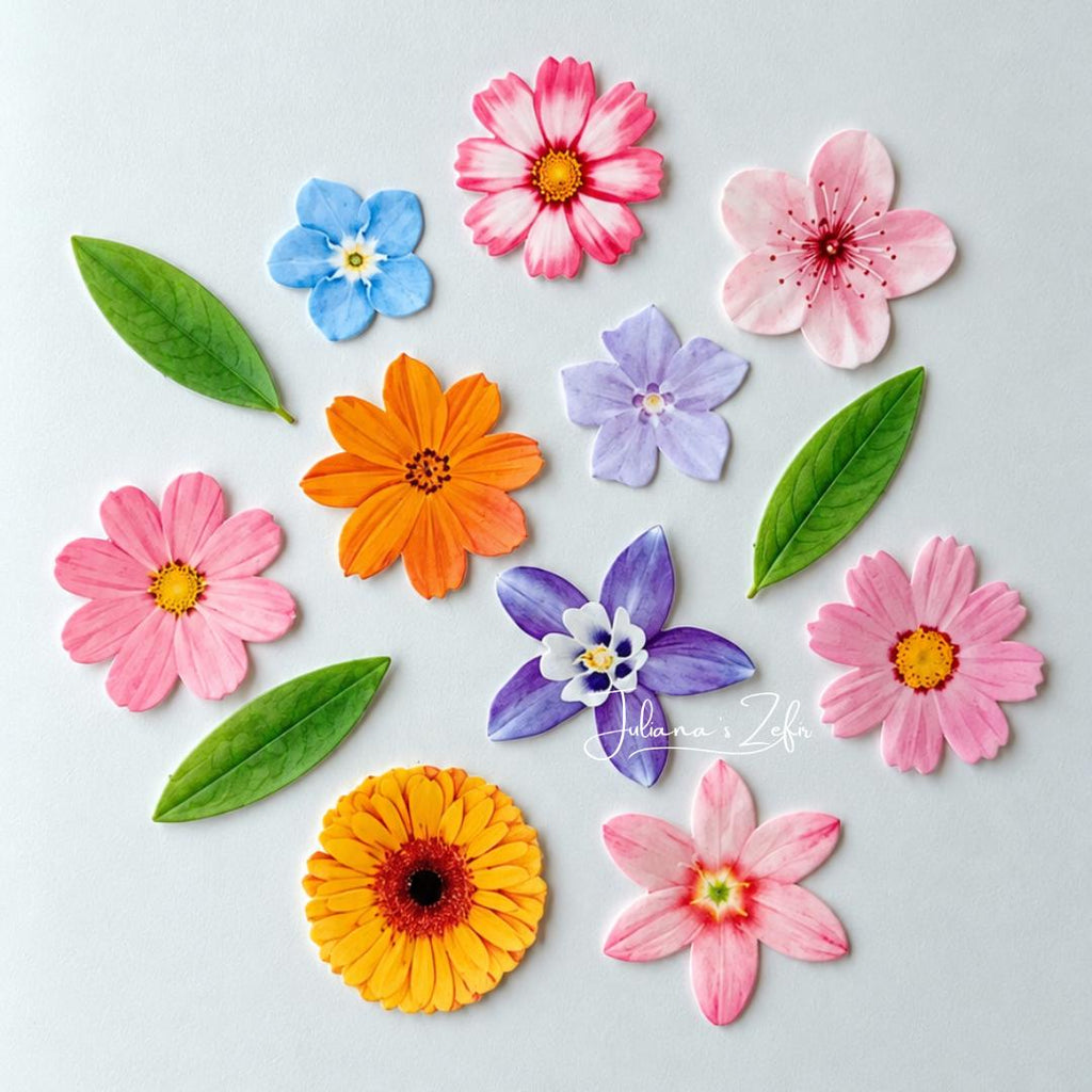 50 Floral Edible Toppers, Wafer Paper Flower Decorations, Edible Cupcake Toppers, Flower Cake Decor