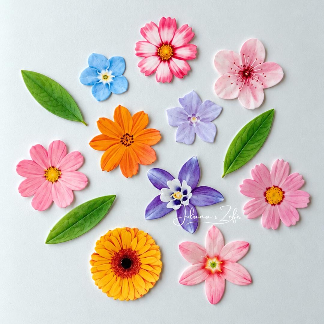 50 Floral Edible Toppers, Wafer Paper Flower Decorations, Edible Cupcake Toppers, Flower Cake Decor
