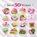 50 Pink & Green Aesthetic Stickers, Cute Girly Sticker Set, Matcha Flowers Sweets Stickers, Journal Planner Scrapbook Stickers