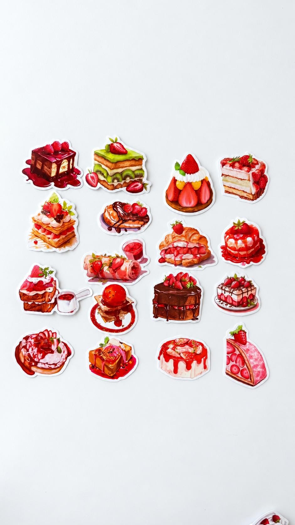 50 Strawberry Dessert Stickers, Strawberry Cake & Pastry Stickers, Cute Food Sticker Set, Bakery Stickers, Baker Gift
