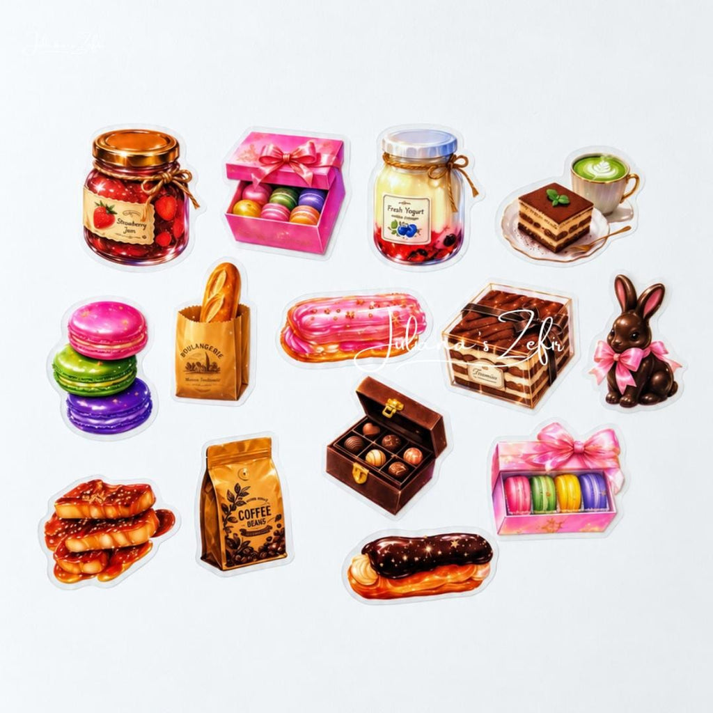 50 Sweet Treat Stickers, Cute Dessert & Bakery Stickers, Candy Pastry Food Sticker Set, Colorful Journal Stickers, Baker Gift