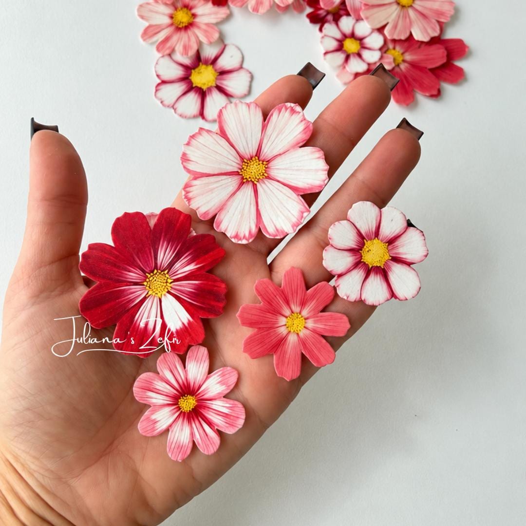 70 Floral Edible Toppers, Wafer Paper Flower Decorations, Edible Cupcake Toppers, Flower Cake Decor