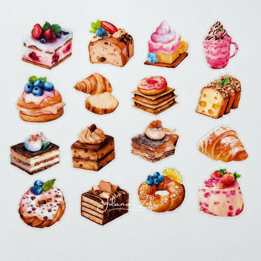 56 Bakery & Dessert Stickers, Cakes Pastries and Sweets Sticker Set, Baking Stickers, Cute Food Stickers, Baker Gift