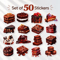 50 Chocolate Dessert Stickers, Chocolate Cake & Brownie Stickers, Sweet Treats Sticker Set, Bakery Food Stickers, Baker Gift