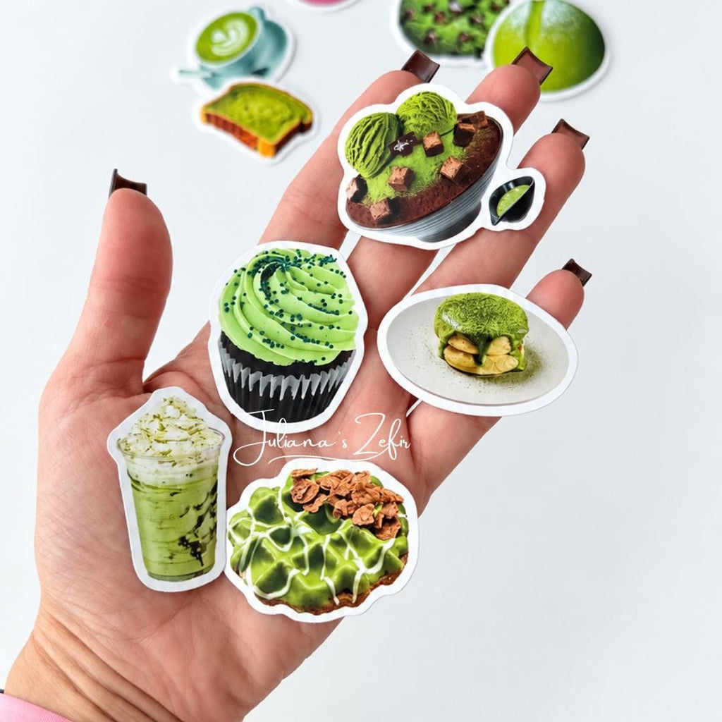 50 Matcha Stickers, Green Dessert & Cake Stickers, Matcha Lover Sticker Set, Bakery Food Stickers, Cute Journal Stickers
