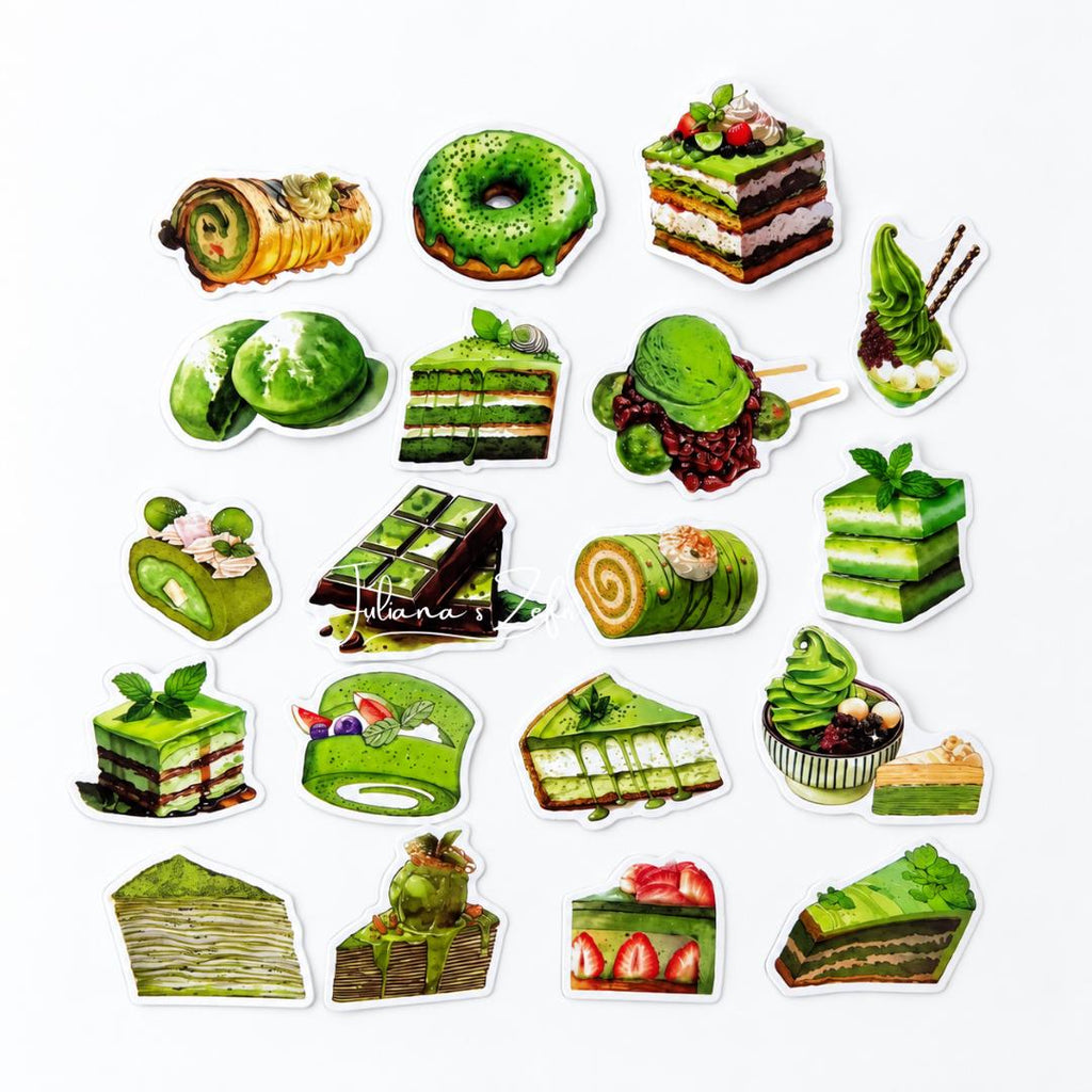 50 Matcha Bakery Stickers, Green Cake & Dessert Stickers, Matcha Sweets Sticker Set, Cute Food Stickers, Matcha Lover Gift