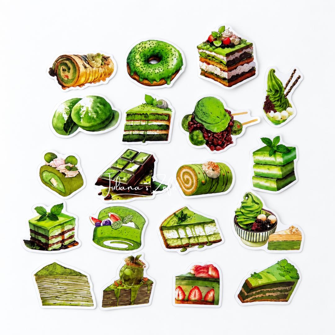 50 Matcha Bakery Stickers, Green Cake & Dessert Stickers, Matcha Sweets Sticker Set, Cute Food Stickers, Matcha Lover Gift