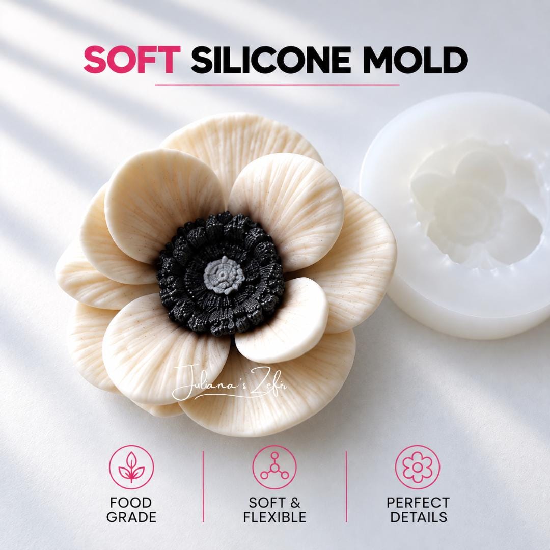 Anemone White Silicone Mold | food grade marshmallow zefir decorating tool