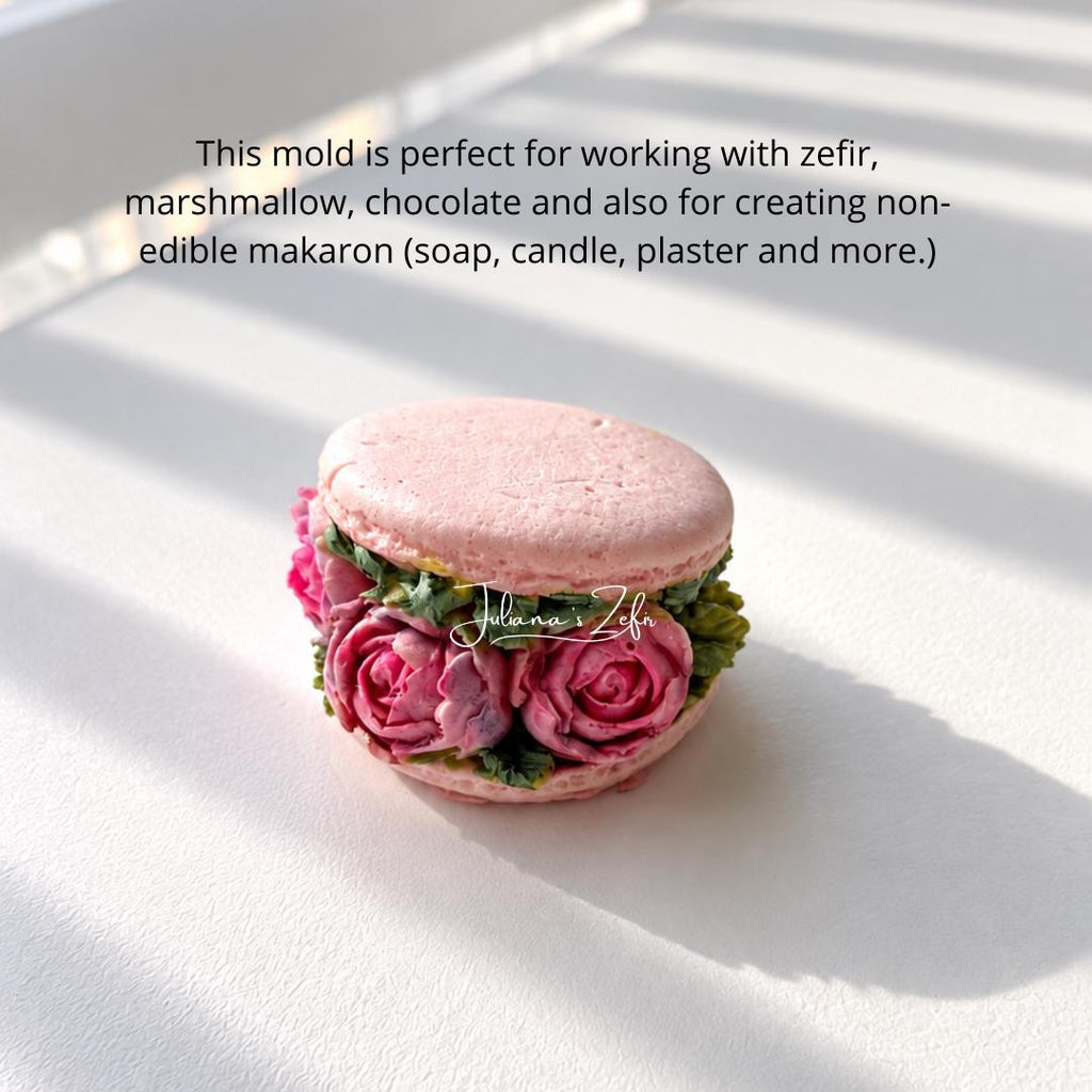 Macaron & Roses Silicone Mold | food grade marshmallow zefir decorating tool