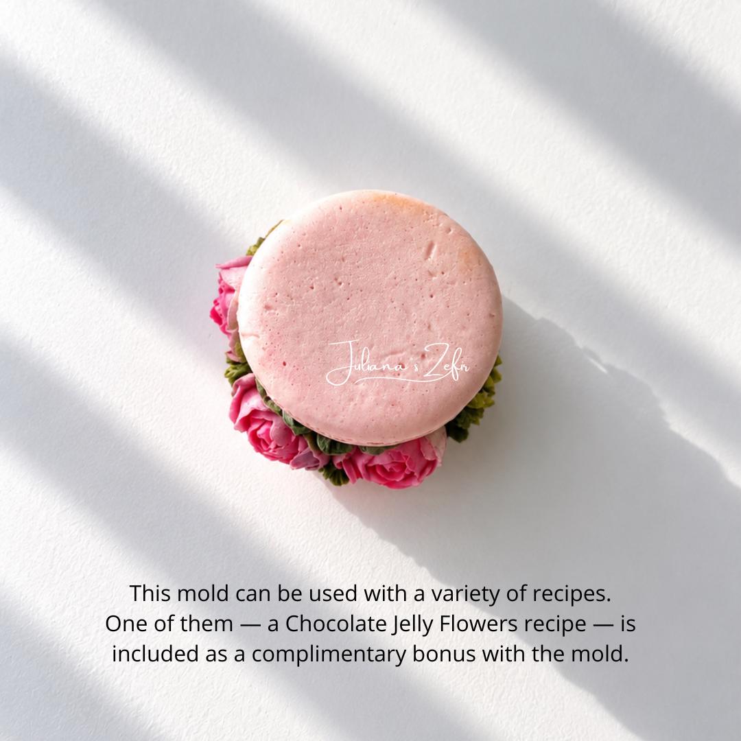 Macaron & Roses Silicone Mold | food grade marshmallow zefir decorating tool