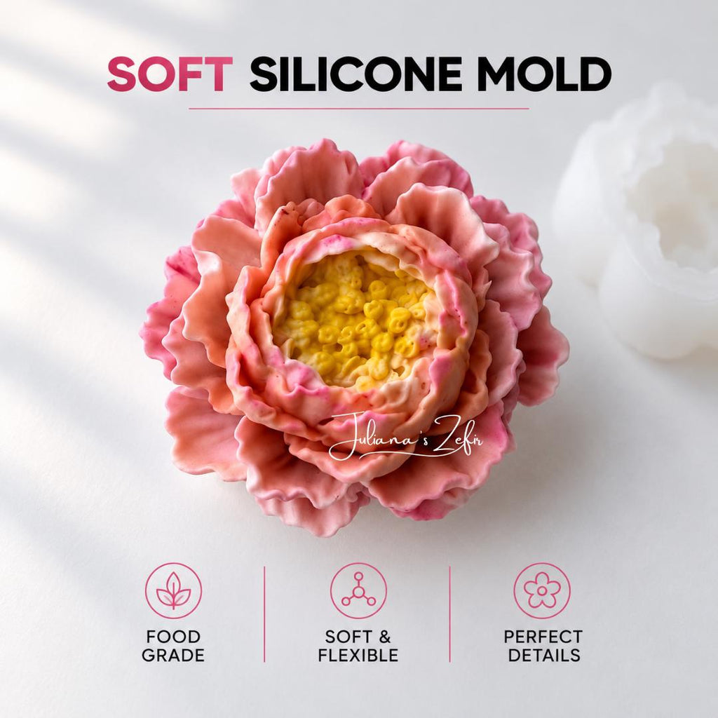 Peony with stamens Silicone Mold | food grade marshmallow zefir decorating tool