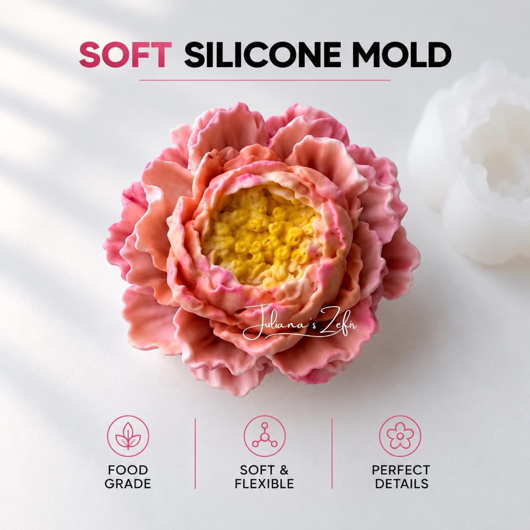 Peony with stamens Silicone Mold | food grade marshmallow zefir decorating tool