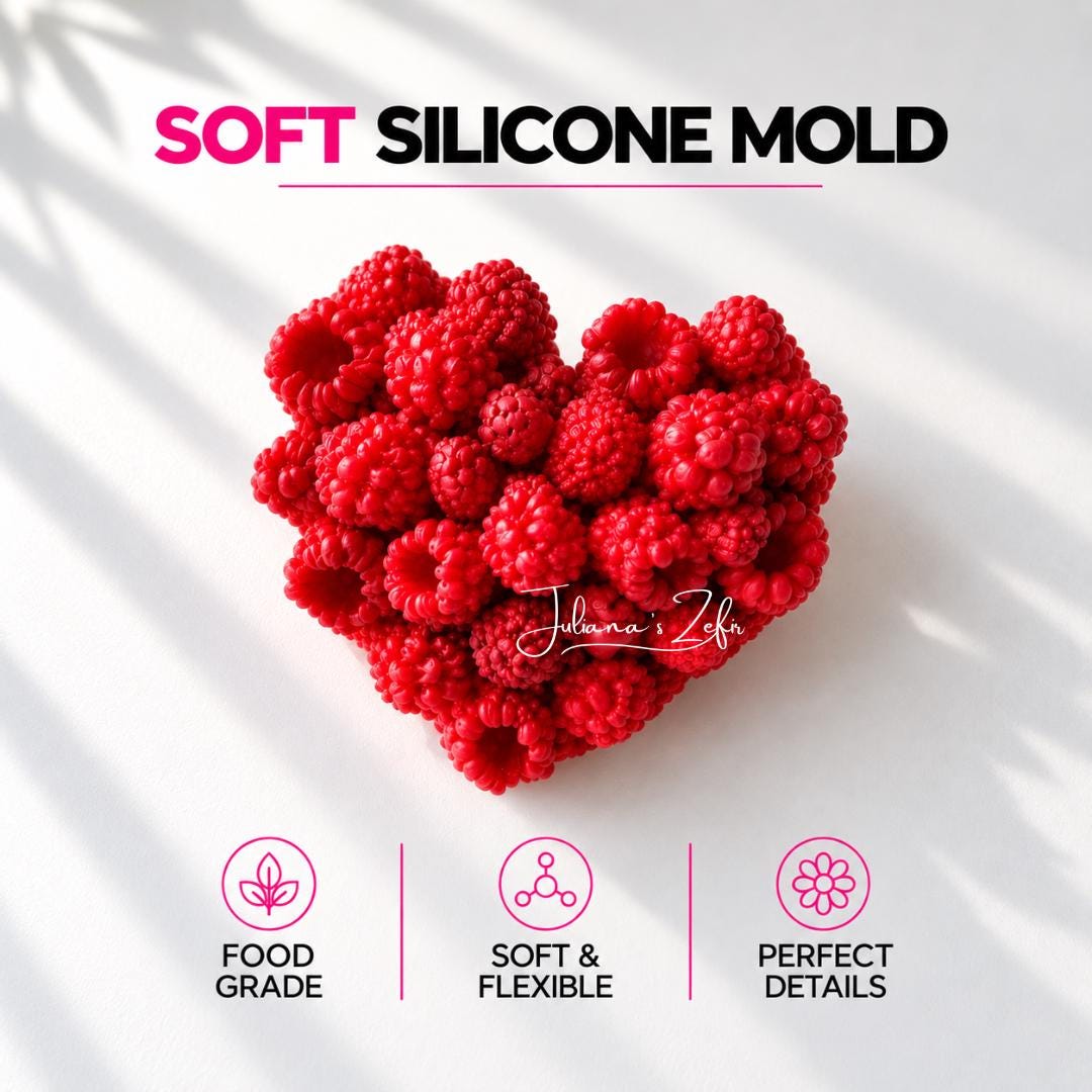Raspberry Heart Silicone Mold | food grade marshmallow zefir decorating tool