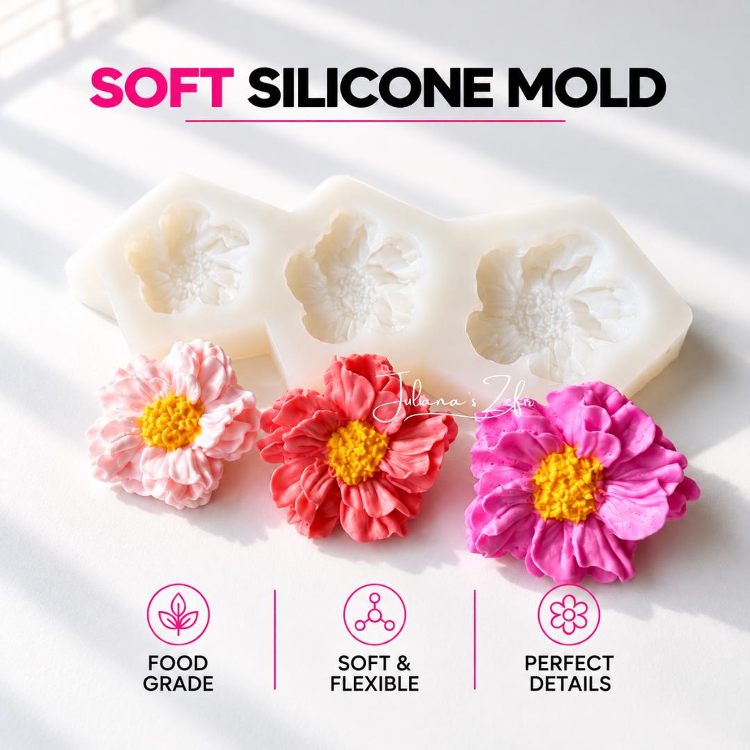 Three Flowers Silicone Mold | food grade marshmallow zefir decorating tool