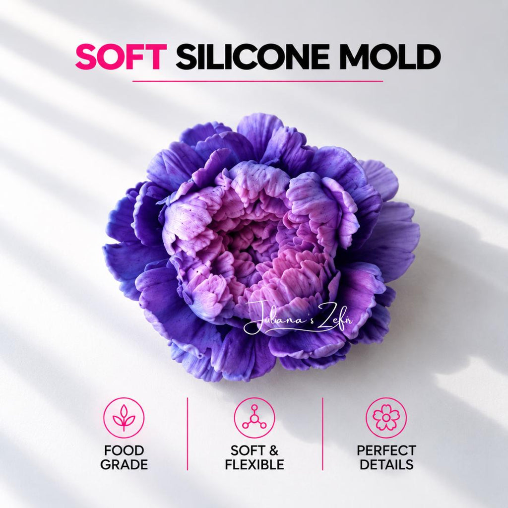 Peony Violet Silicone Mold | food grade marshmallow zefir decorating tool