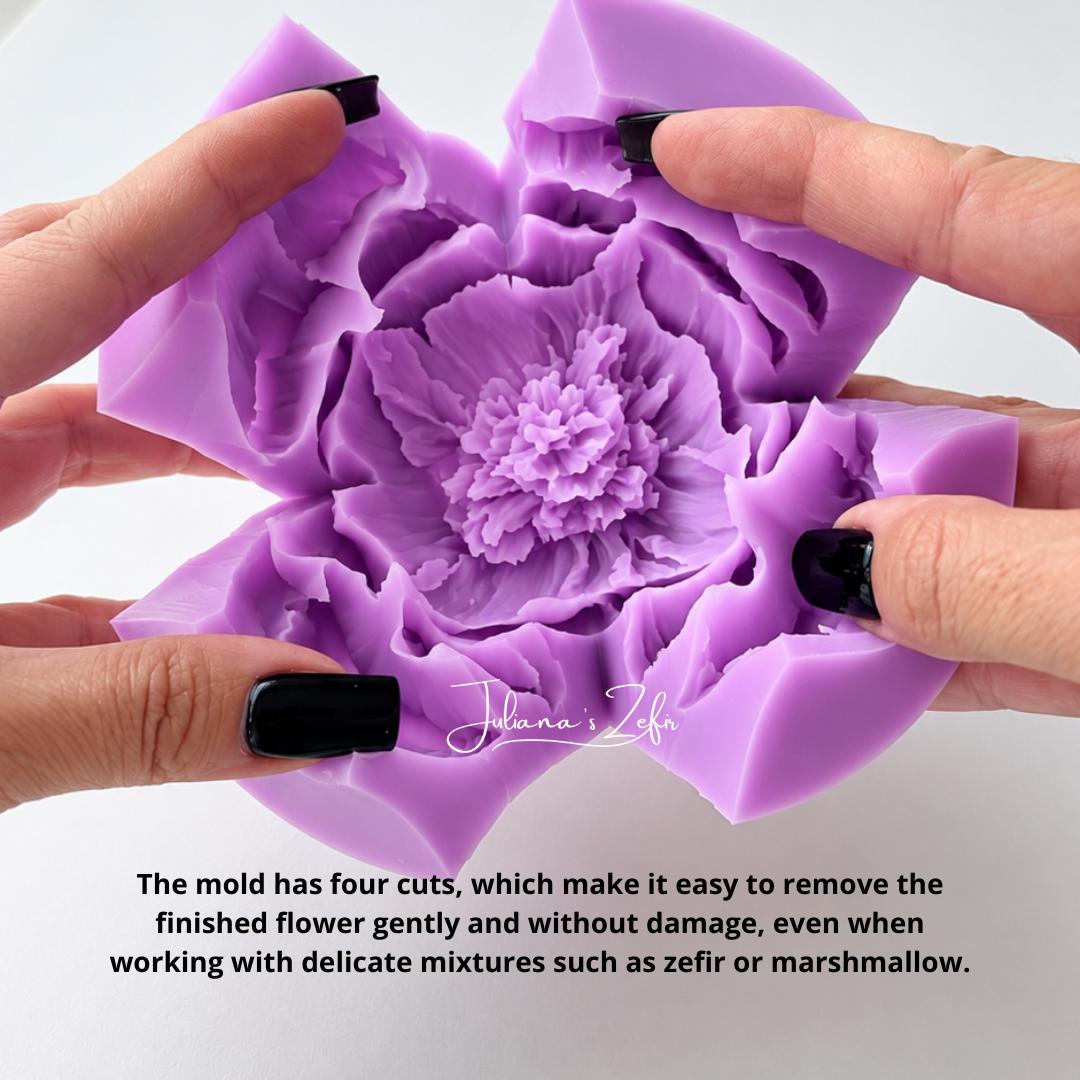 Peony Violet Silicone Mold | food grade marshmallow zefir decorating tool