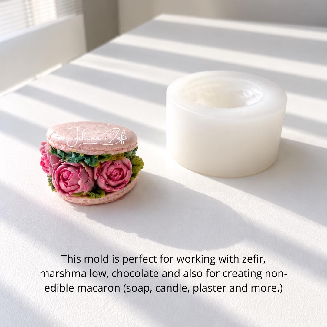 Macaron & Roses Silicone Mold | food grade marshmallow zefir decorating tool