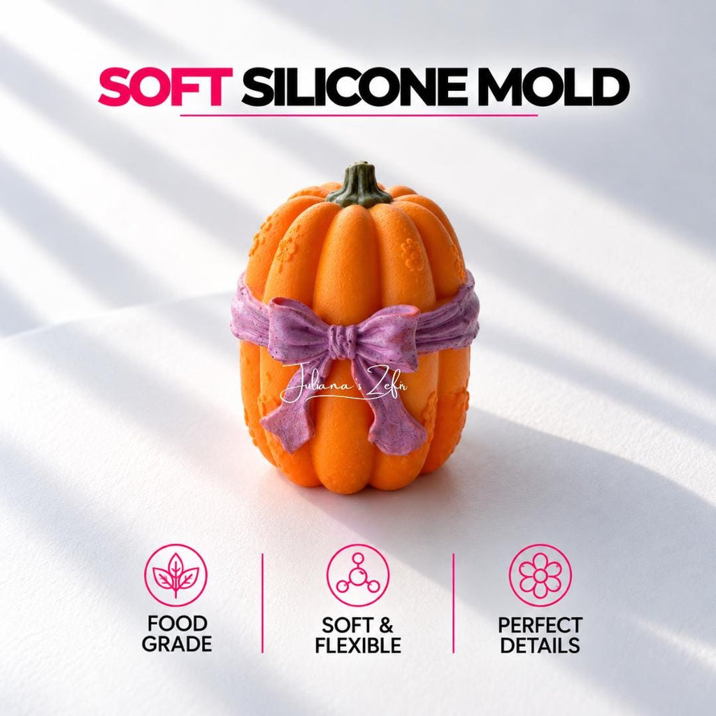 Pumpkin & Purple Bow Silicone Mold | food grade marshmallow zefir decorating tool
