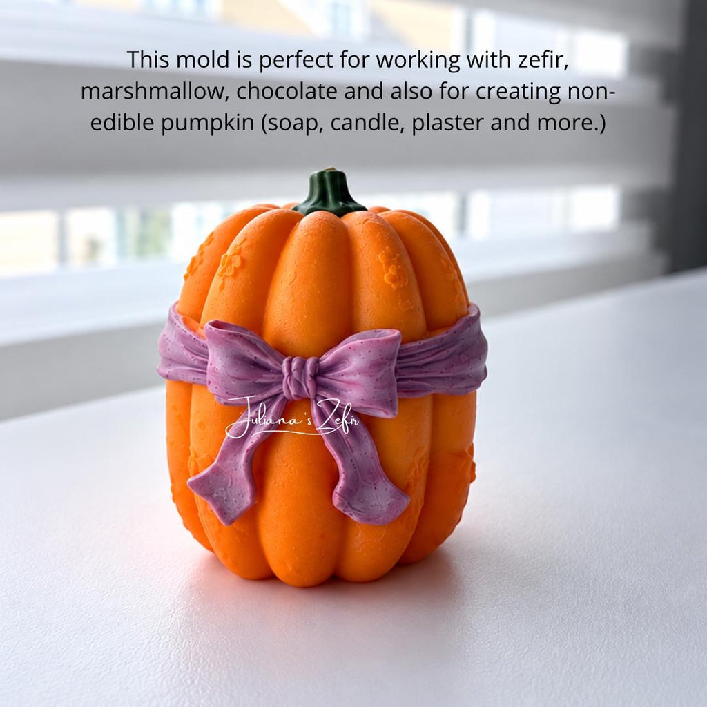 Pumpkin & Purple Bow Silicone Mold | food grade marshmallow zefir decorating tool