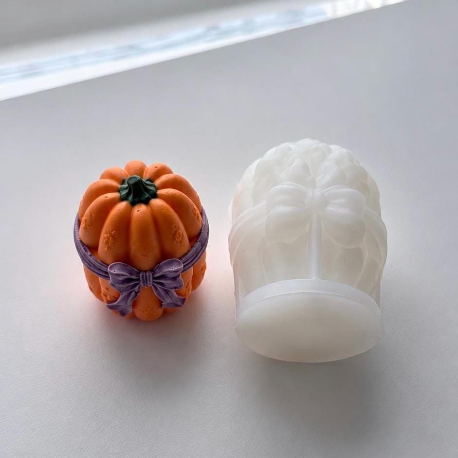 Pumpkin & Purple Bow Silicone Mold | food grade marshmallow zefir decorating tool