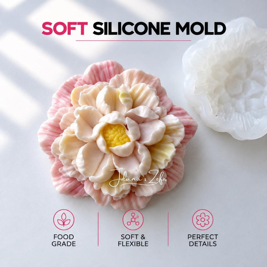 Pink Camellia Silicone Mold | food grade marshmallow zefir decorating tool