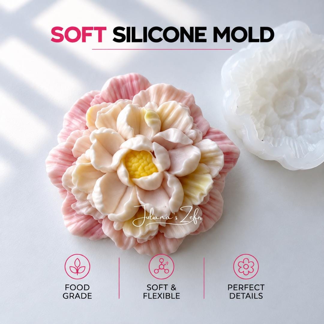 Pink Camellia Silicone Mold | food grade marshmallow zefir decorating tool