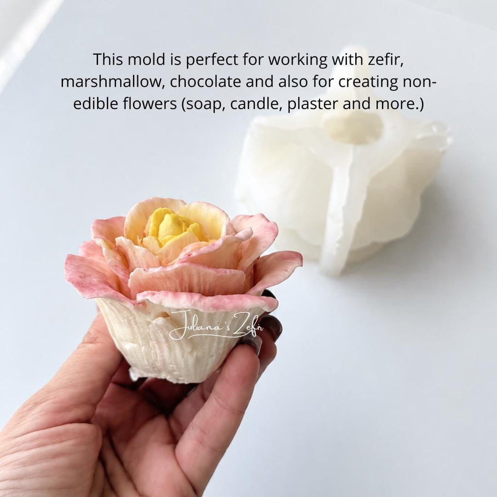 XL Rose Enchanted Peace Silicone Mold | food grade marshmallow zefir decorating tool