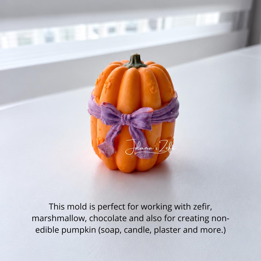 Pumpkin & Purple Bow Silicone Mold | food grade marshmallow zefir decorating tool