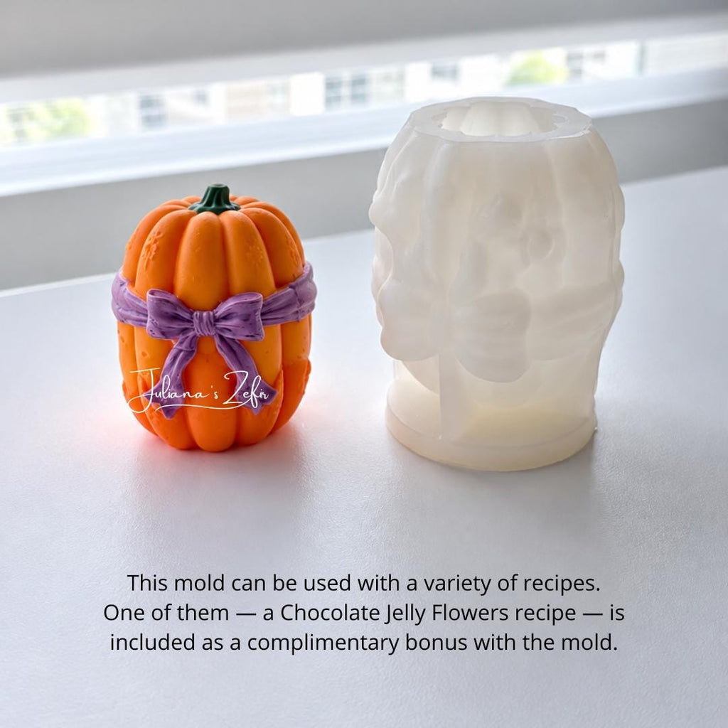 Pumpkin & Purple Bow Silicone Mold | food grade marshmallow zefir decorating tool