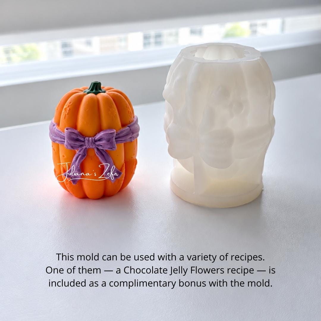 Pumpkin & Purple Bow Silicone Mold | food grade marshmallow zefir decorating tool