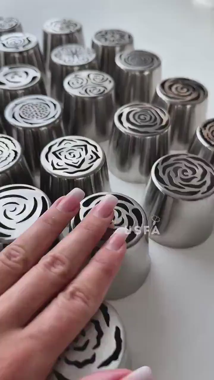 9 XL Russian Piping Tips, Stainless Steel Zefir Flower Nozzles
