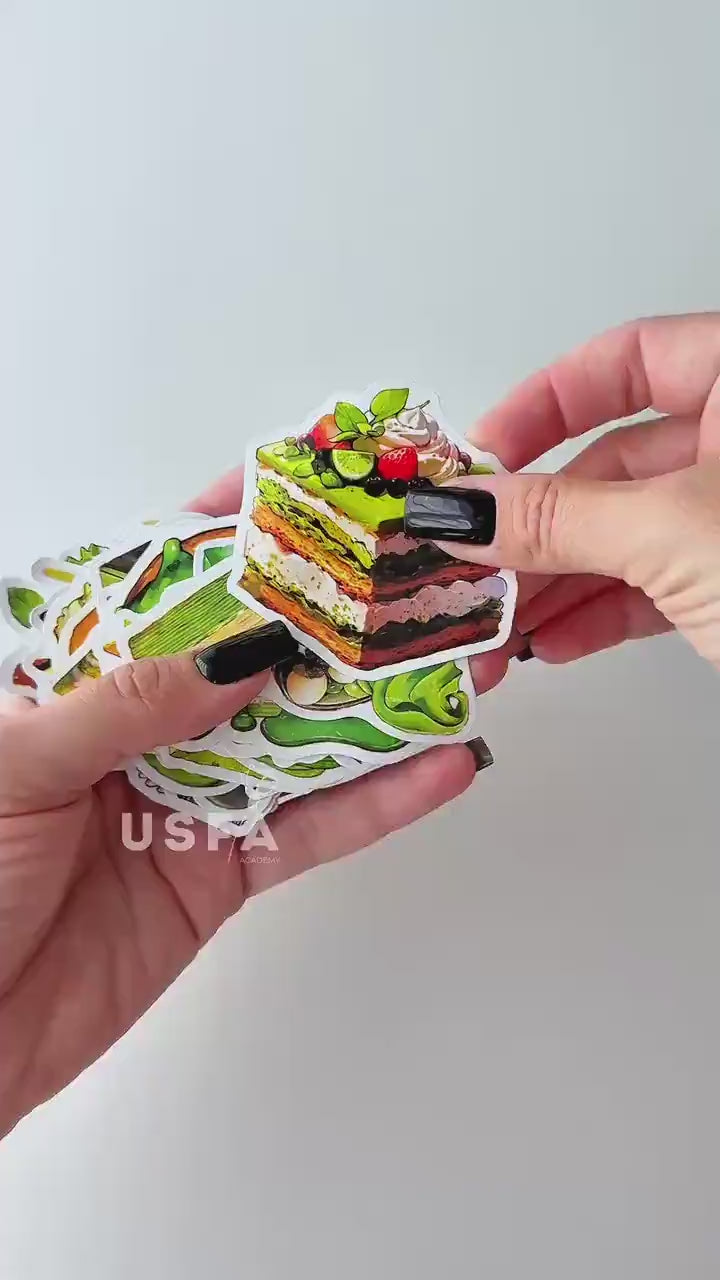 50 Matcha Bakery Stickers, Green Cake & Dessert Stickers, Matcha Sweets Sticker Set, Cute Food Stickers, Matcha Lover Gift