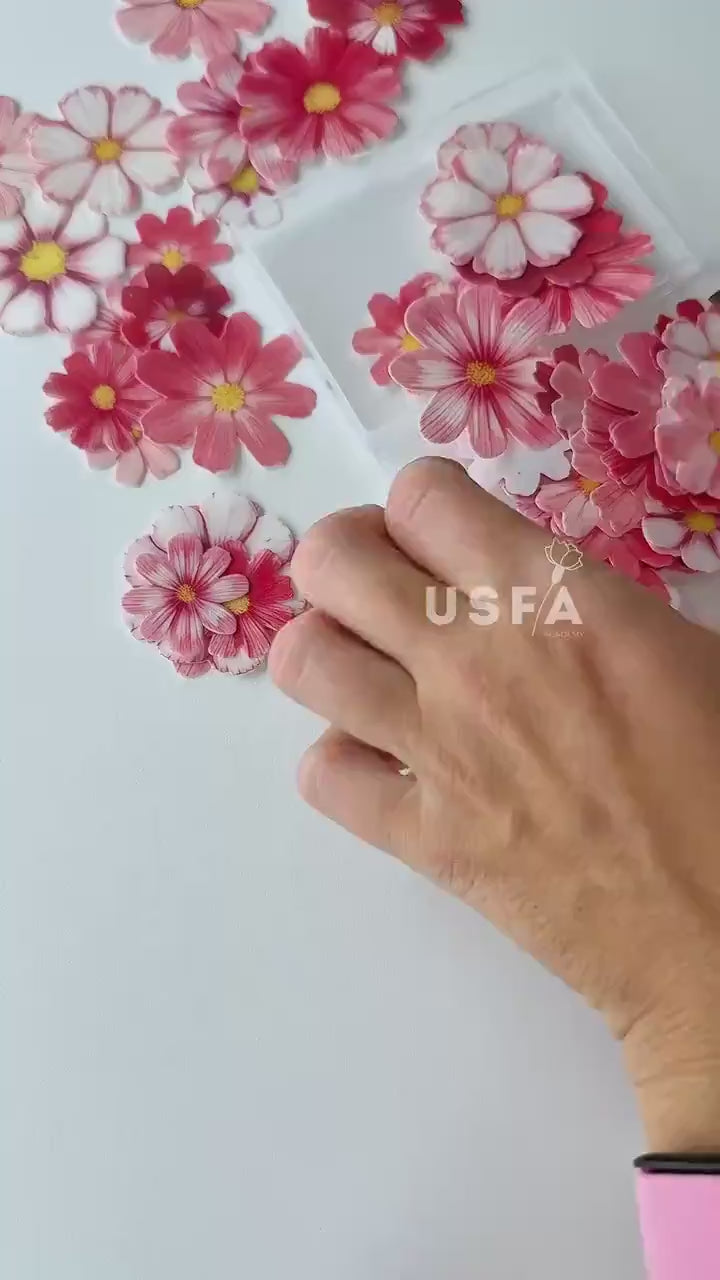 70 Floral Edible Toppers, Wafer Paper Flower Decorations, Edible Cupcake Toppers, Flower Cake Decor